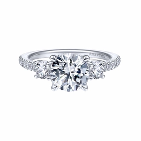 Graceful Shape shiny accents THREE STONE SEMI-MOUNT