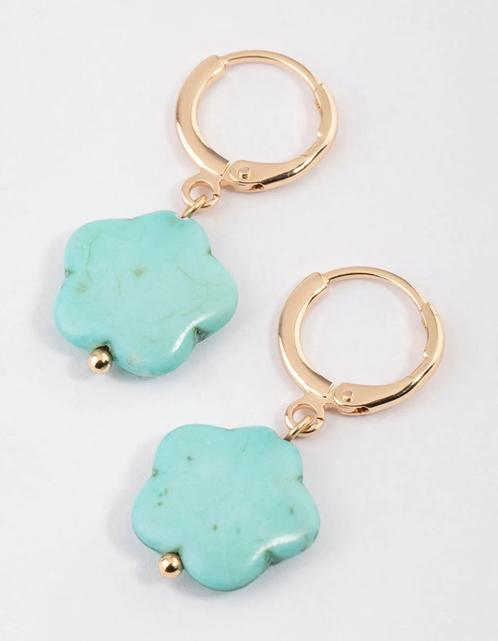 Holiday Trinket Gold Green Aventurine Starburst Huggie Earring