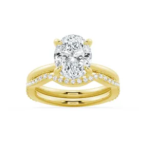 Oval Solitaire Moissanite Ring Set With Matching Wedding Band Meaningful Appearance