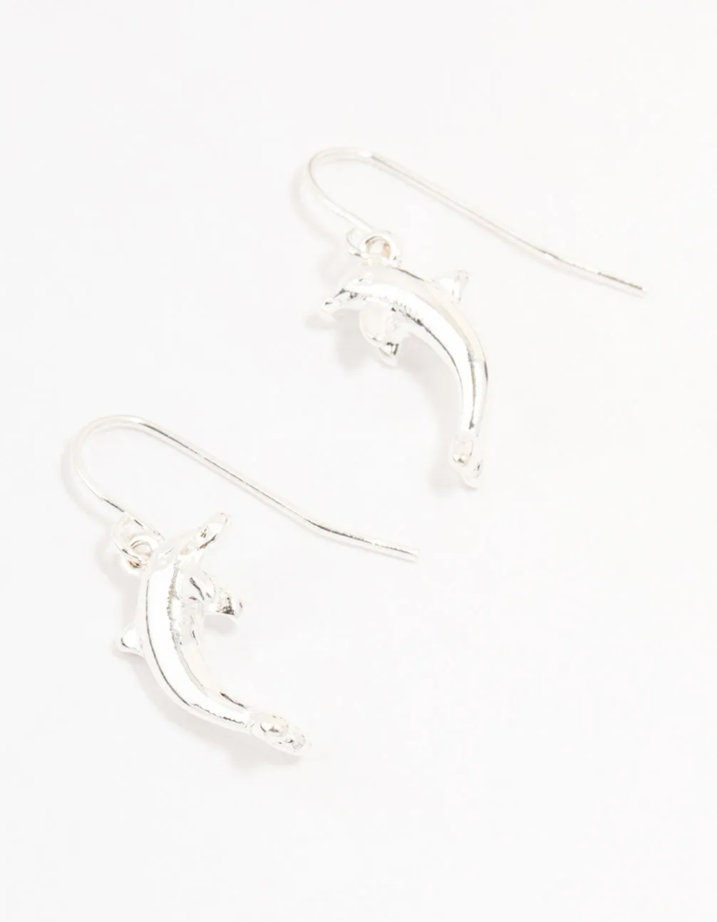 Silver Dolphin Drop Earrings Beach Embellishment