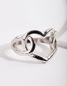 Comfortable Look Designer Article Silver Intertwined Heart Ring