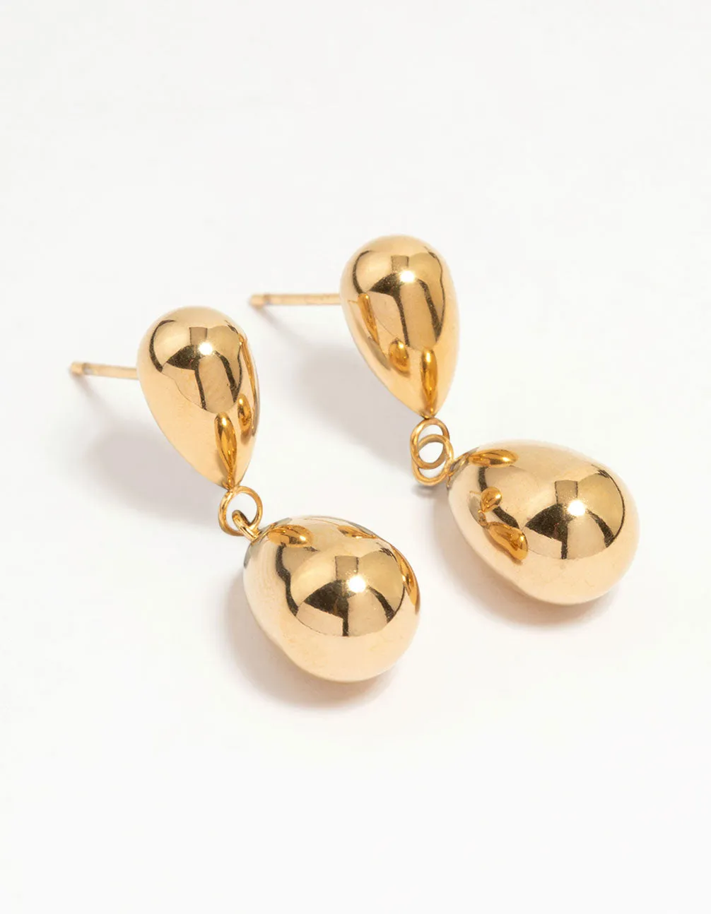 Secure Detail Attractive Ornament Waterproof Gold Plated Stainless Steel Double Drop Earrings