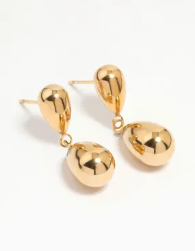 Waterproof Gold Plated Stainless Steel Double Drop Earrings Unique Option Corporate Piece