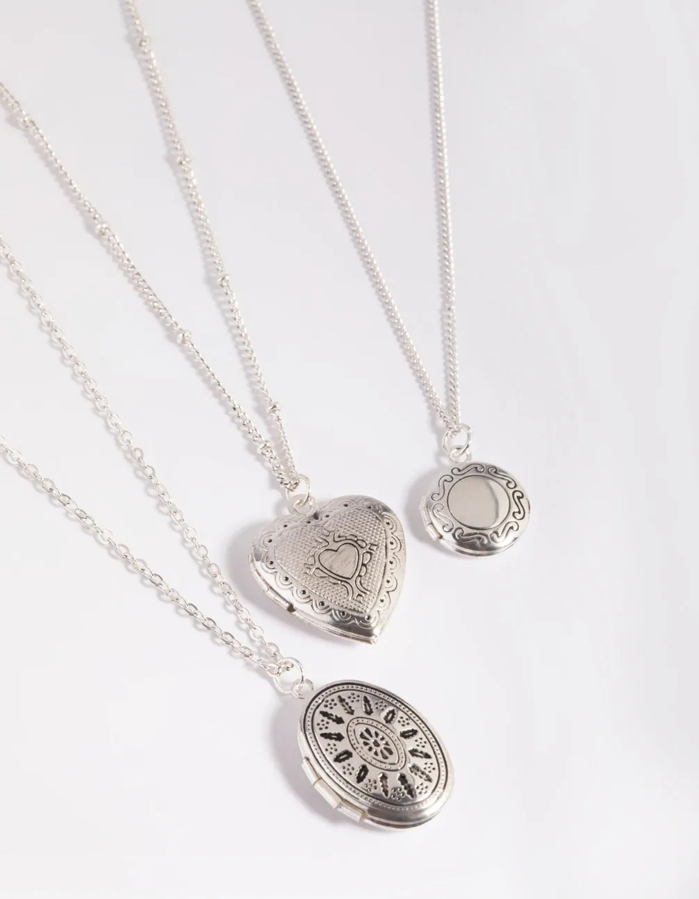 Contemporary Mood Antique Silver Mixed Locket Layered Necklace