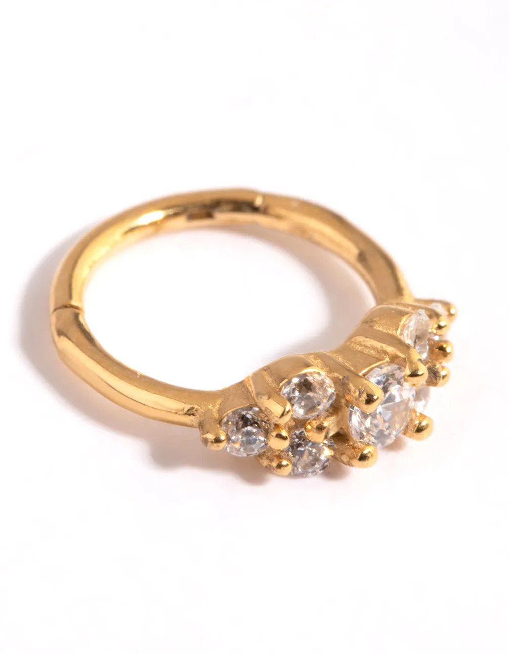 Contemporary Detail Gold Plated Surgical Steel Cubic Zirconia Clicker