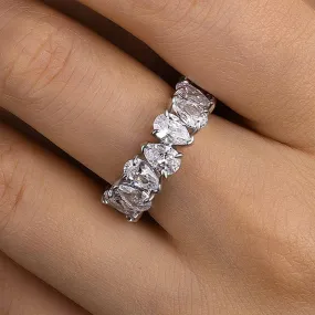 Louily Special Full Pear Cut Women's Wedding Band In Sterling Silver handmade touch