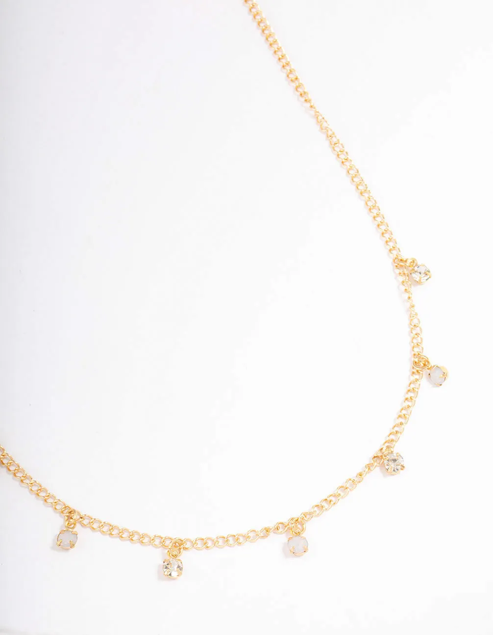 Pure Finish Gold Alternate Diamante Necklace