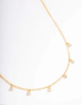 Pure Finish Gold Alternate Diamante Necklace