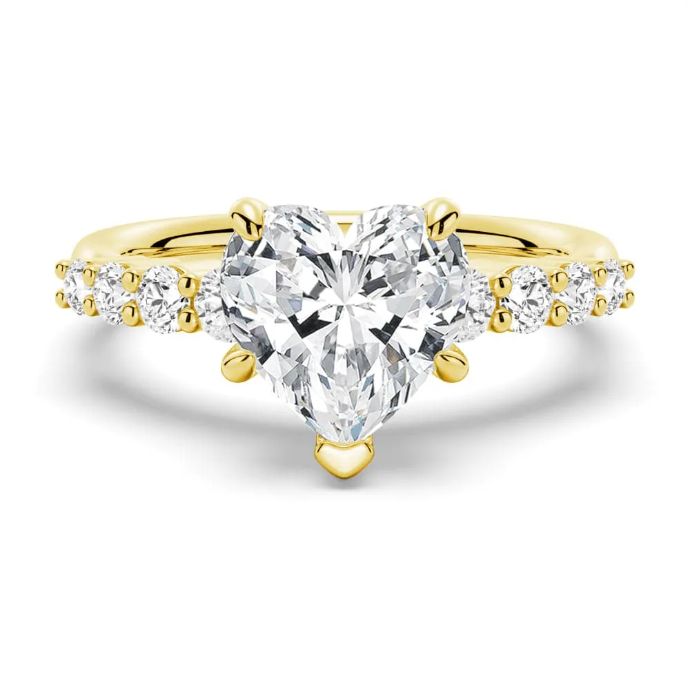 Classic Shared Prong Heart Shaped Moissanite Engagement Ring Minimalist Design