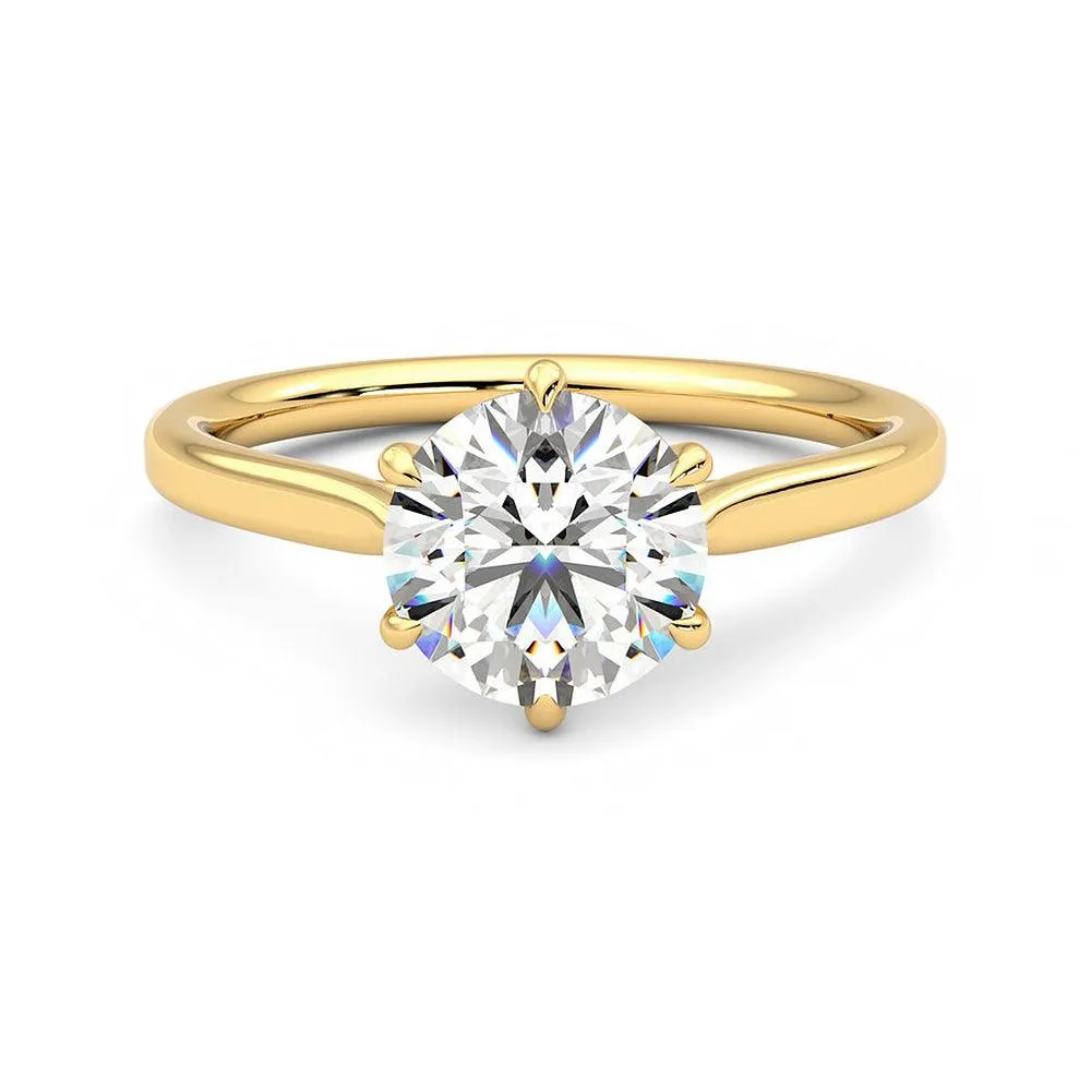 Affordable Luxury Classic Six Prong Moissanite Engagement Ring with Hidden Anniversary Stone Accent
