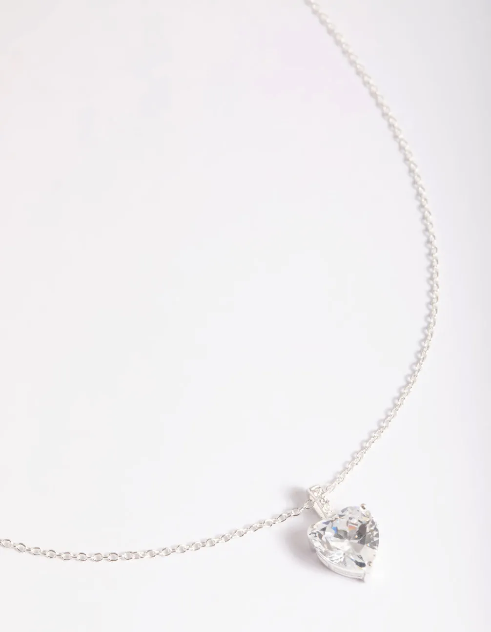 Sterling Silver Cubic Zirconia Heart Necklace Trendy Style