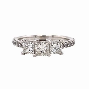 Brilliant Detail Subtle Mood 14 Karat White Gold 3 Stone Engagement Ring (1.64cttw)