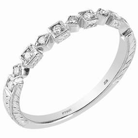 Platinum Engraved Diamond Stackable Ring Street Detail