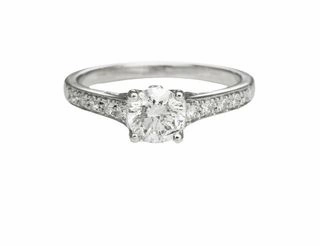 DIAMOND ENGAGEMENT RING WITH DIAMONDS IN THE SHANK 0.97 CTTW Elegant Pair Warm Accent