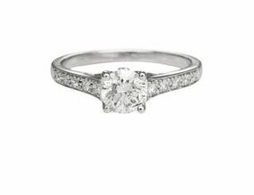 DIAMOND ENGAGEMENT RING WITH DIAMONDS IN THE SHANK 0.97 CTTW Elegant Pair Warm Accent