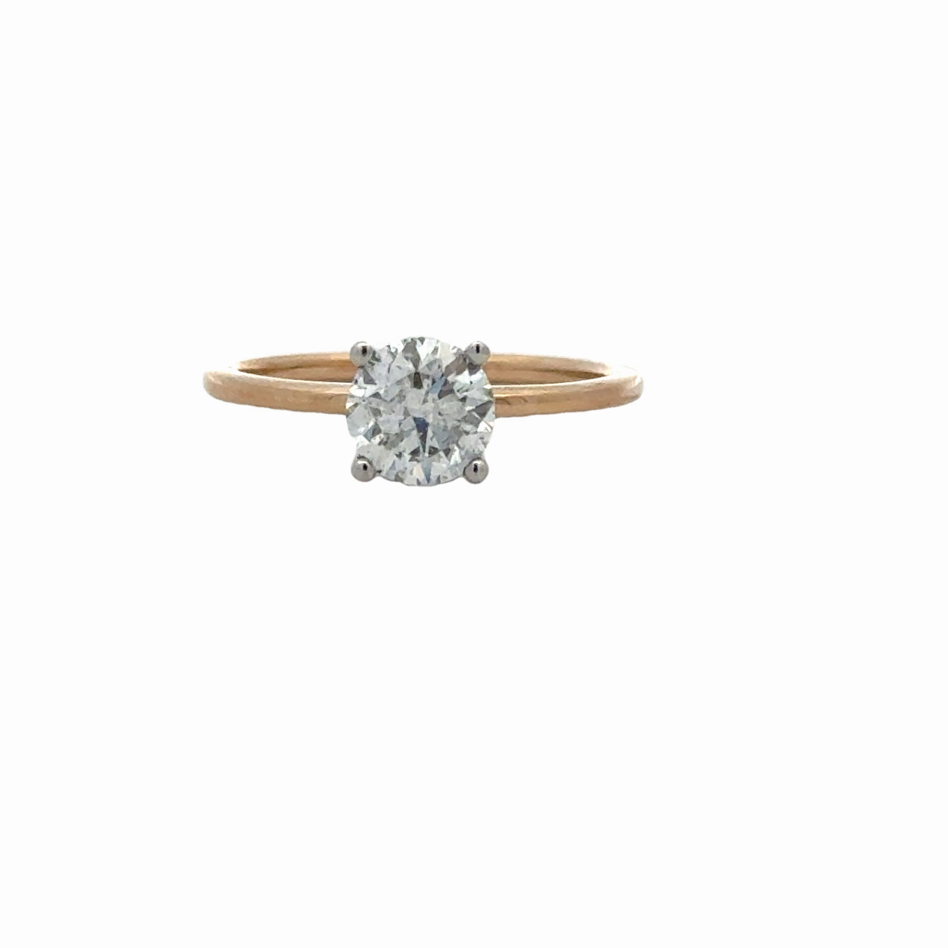Color Match Plat/14K Yellow Gold Hidden Halo Engagement Ring - 1.06ct Diamond