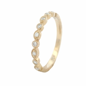 Chic Gift 14 Karat Yellow Gold Engraved Diamond Stackable Ring