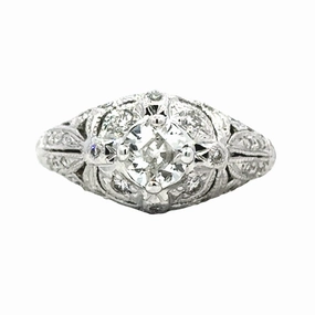 14kw Engraved Antique Diamond Ring Dainty Touch