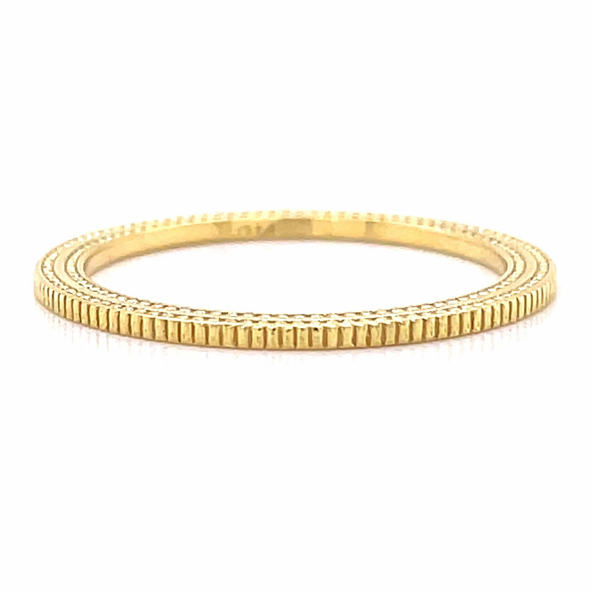 Coin Edge Band 14ky Elegant Flow Gleaming Finish