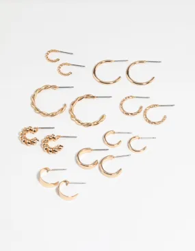 Party Embellishment Summer piece Gold Twisted Hoop Earring 8-Pack