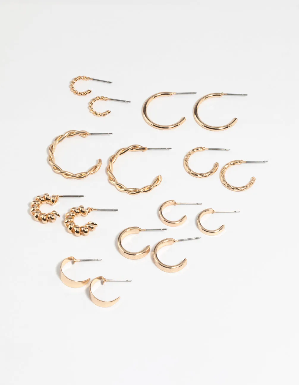 Party Embellishment Summer piece Gold Twisted Hoop Earring 8-Pack