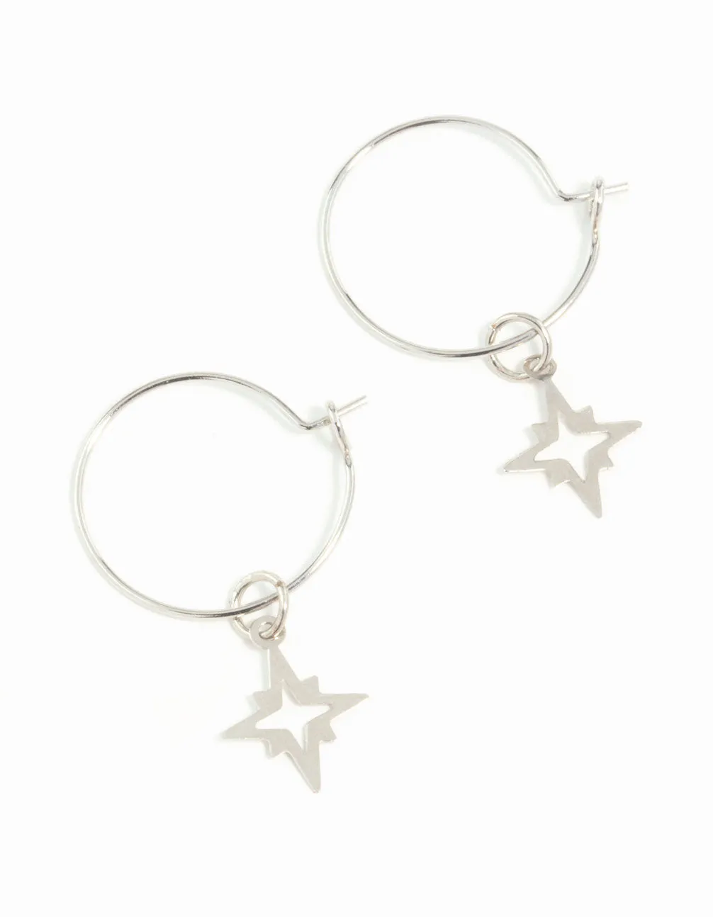 Gunmetal Star Hoop Earrings Stylish Adornment Delicate Detail