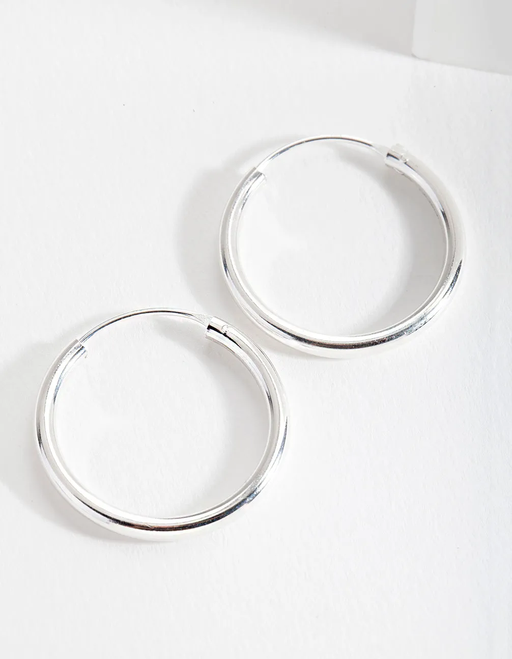 Sterling Silver Shiny 25mm Hoop Earrings Contemporary Accent Magnificent Accessory
