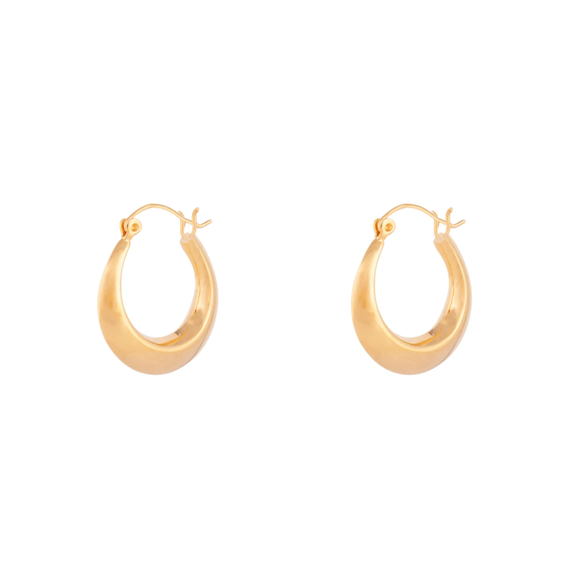 Everyday Embellishment Gold Plated Sterling Silver Flat Edge Hoop Earrings