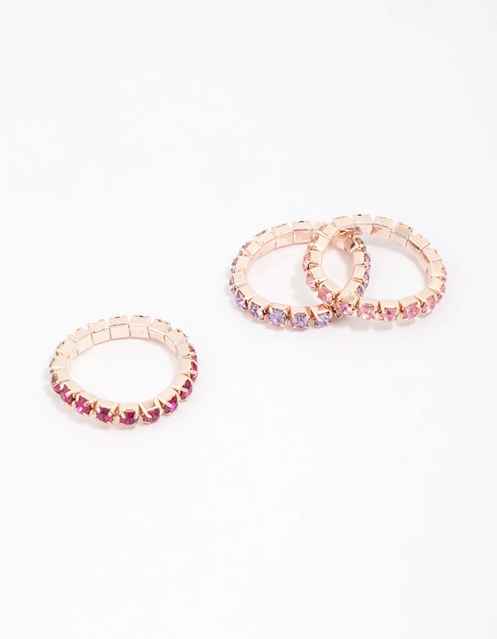 Rose Gold Bling Stretch Ring 3-Pack Statement Spark