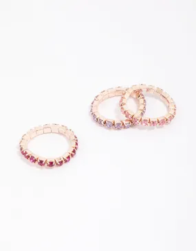 Rose Gold Bling Stretch Ring 3-Pack Statement Spark