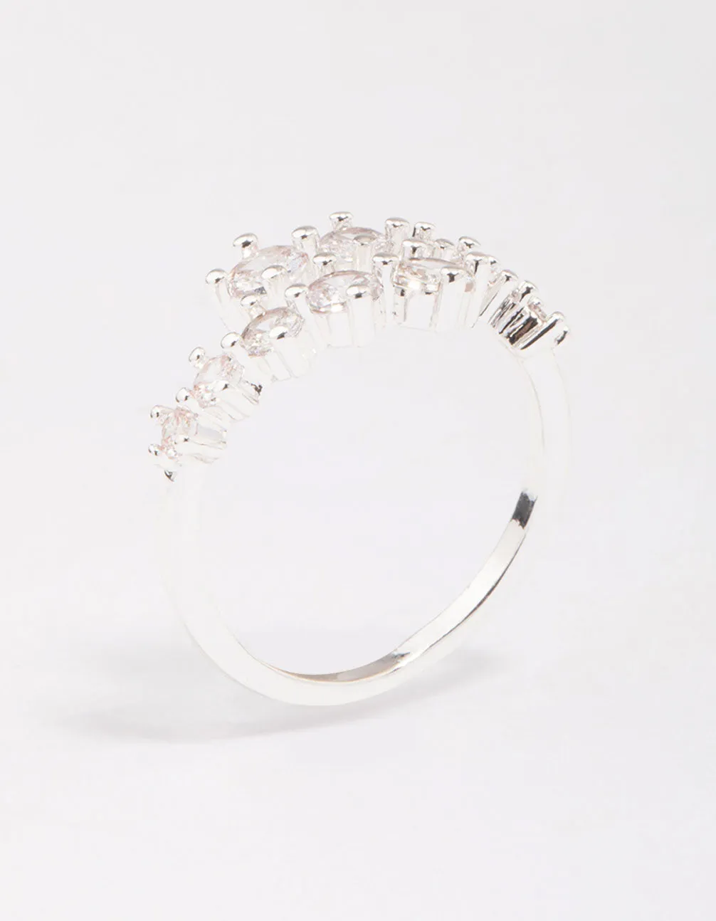 Silver Plated Graduating Cubic Zirconia Wrap Ring Fantastic Gift Delicate Gift
