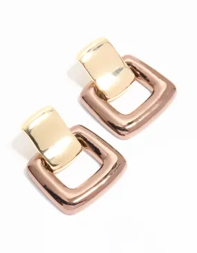 Pearlescent Ornament Gold Large Doorknocker Stud Earrings