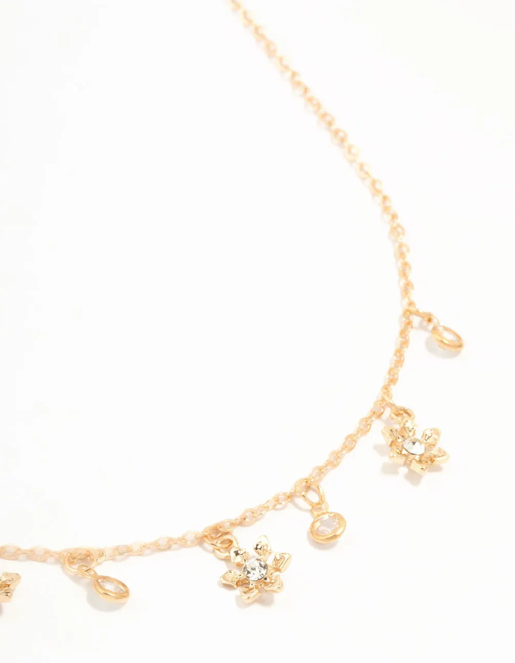 Radiant Shine Versatile Design Gold Flower Diamante Droplet Necklace