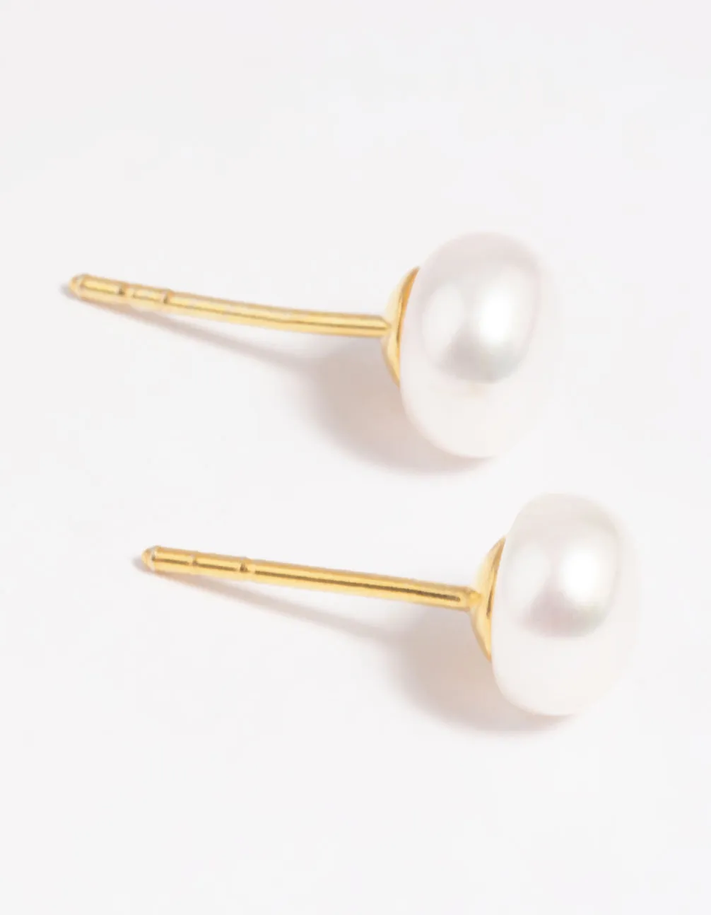 Spiral Ornament Gold Plated Sterling Silver Freshwater Pearl Stud Earrings