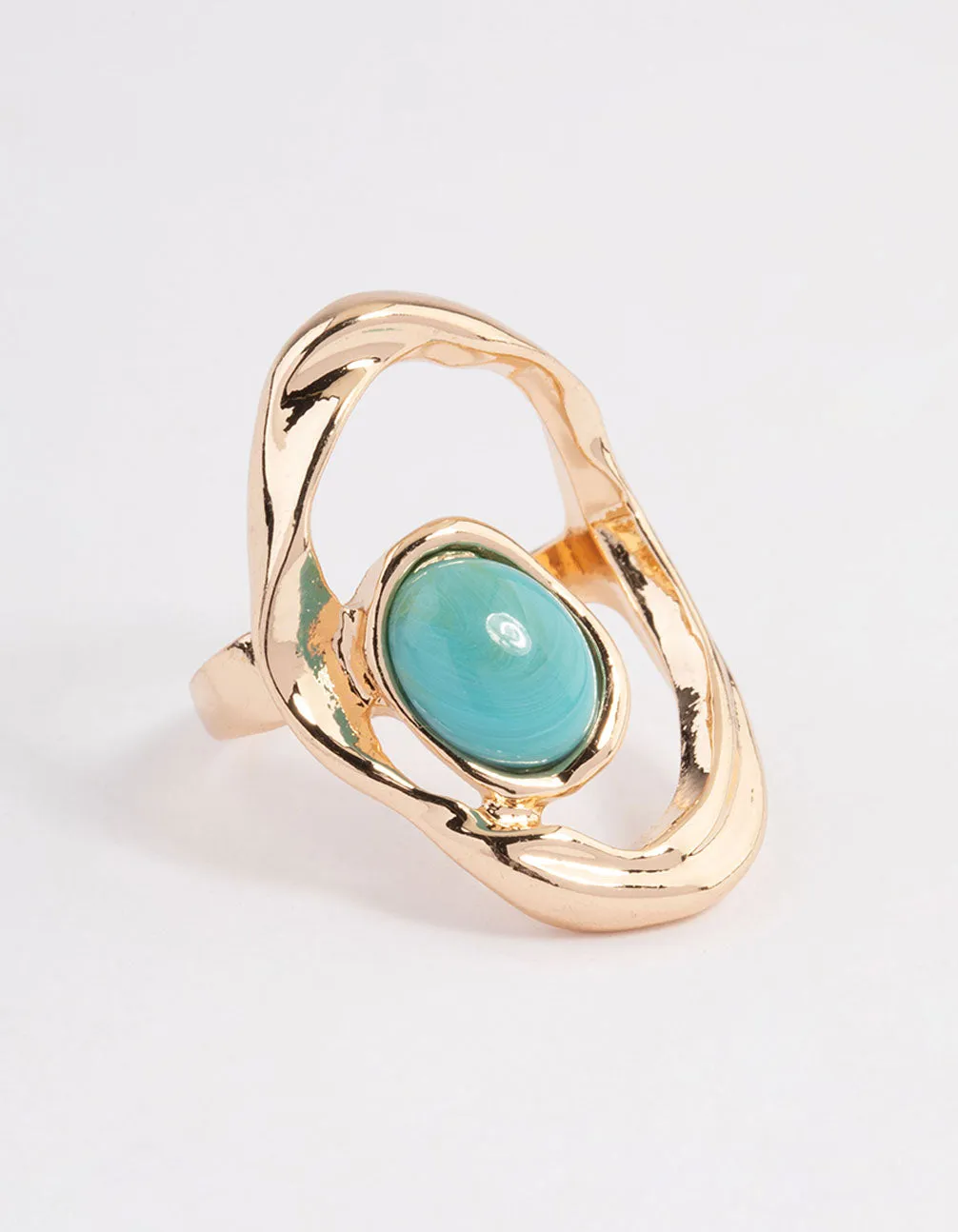 Gold Abstract Turquoise Ring Exquisite Accessory