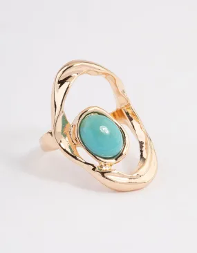 Gold Abstract Turquoise Ring Low-Cost Piece All Day