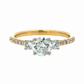 14 Karat Yellow/White 3 Stone Engagement Ring (1.1cttw) high contrast