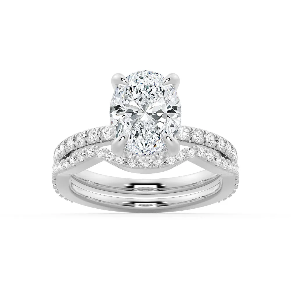 Micropav?? Oval Moissanite Ring Set with Matching Wedding Band Amazing Article Affordable Product