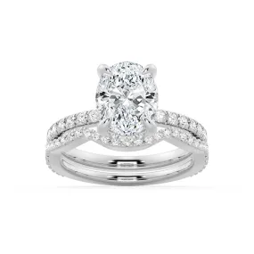 Micropav?? Oval Moissanite Ring Set with Matching Wedding Band Refined Vibe