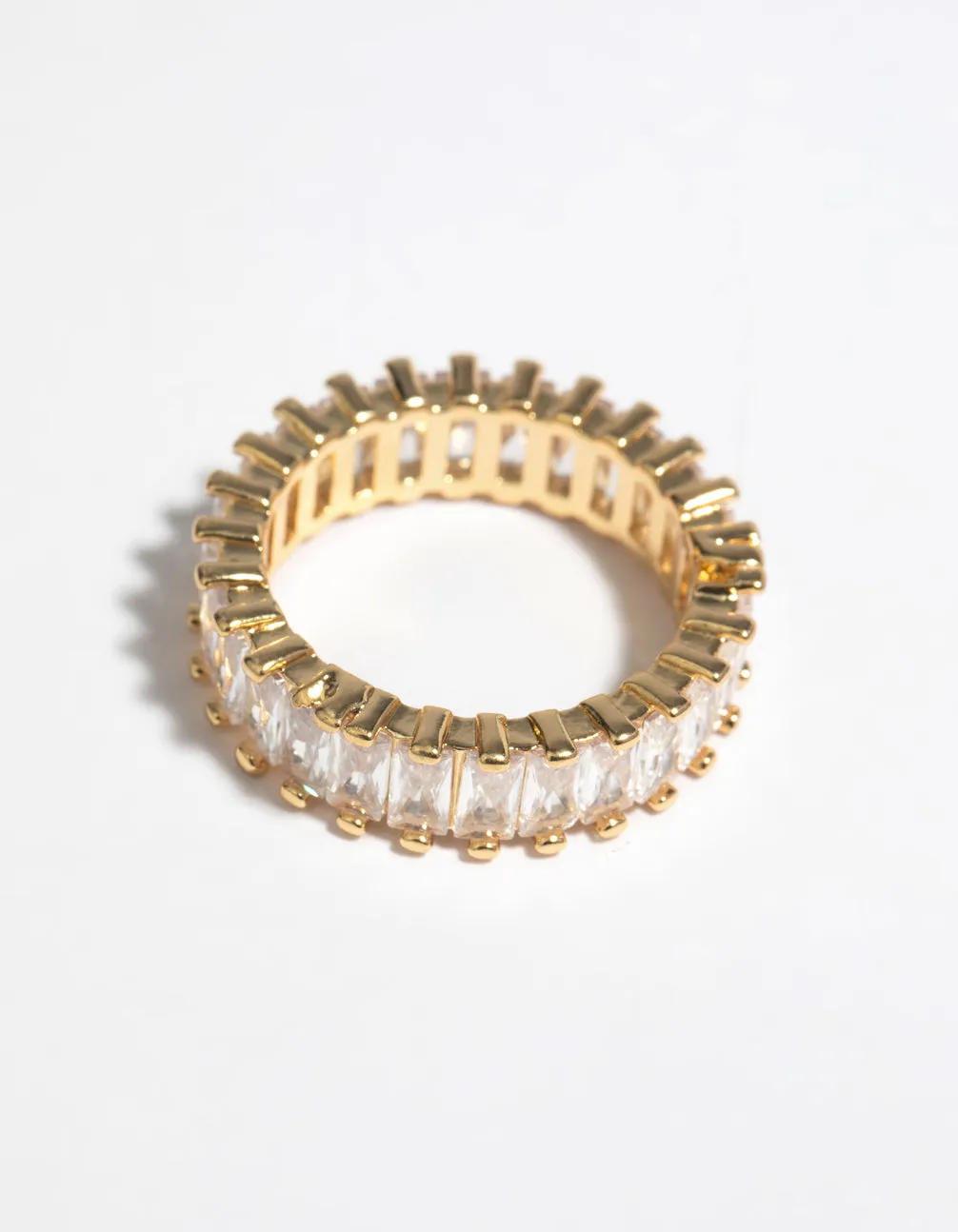 Excellent Look Wonderful Article Gold Cubic Zirconia Baguette Ring