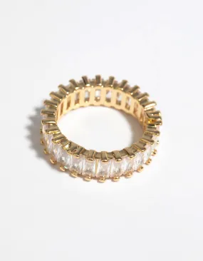 Excellent Look Wonderful Article Gold Cubic Zirconia Baguette Ring