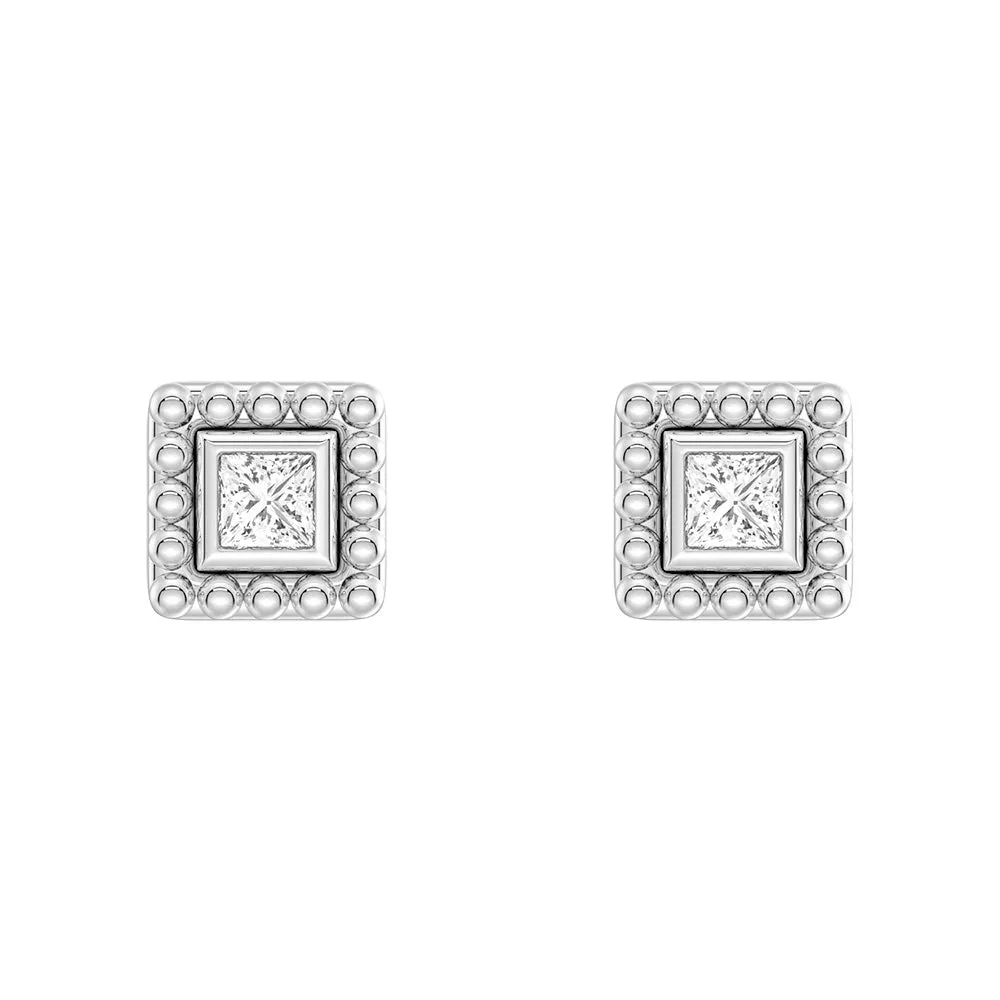 Convertible 2 in 1 Beaded Jacket Stud Earrings with Princess Cut Lab Diamond Attractive Product