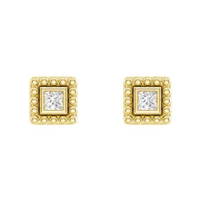Convertible 2 in 1 Beaded Jacket Stud Earrings with Princess Cut Lab Diamond Ornate Aesthetic Stunning Product