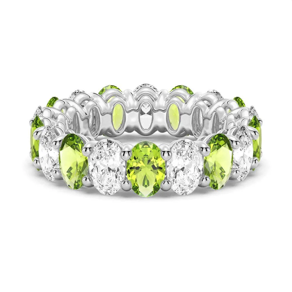 Simple Product 6.6 CT. Lab Grown White Sapphire with Green Peridot Gemstone Band
