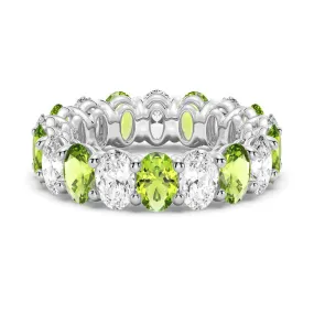 Branded Work 6.6 CT. Lab Grown White Sapphire with Green Peridot Gemstone Band