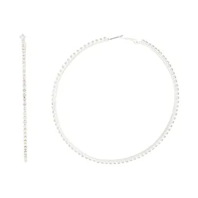 Modern Embellishment Silver Large Diamante Hoop