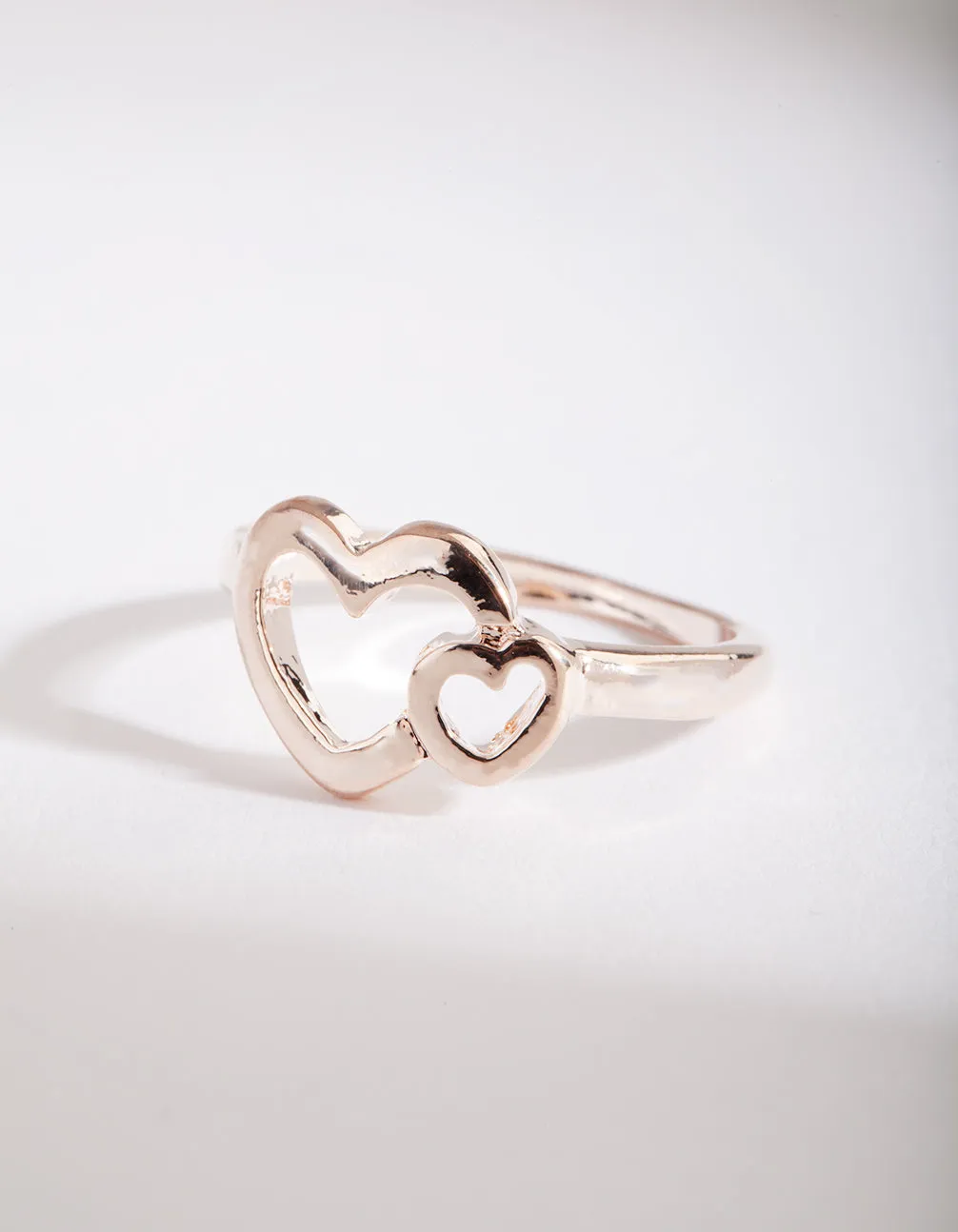 Sophisticated Look Gold Double Heart Ring