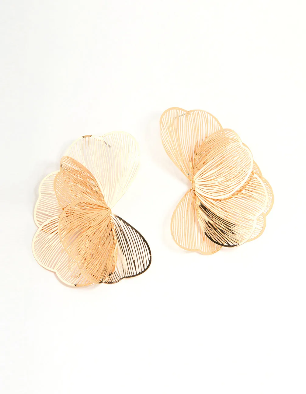 Gold Wire Petal Stud Earrings Pretty Selection