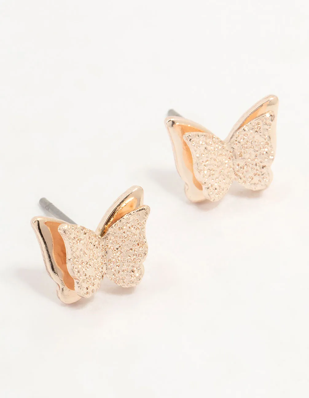 Affordable Ornament Rose Gold Sandblast Butterfly Stud Earrings