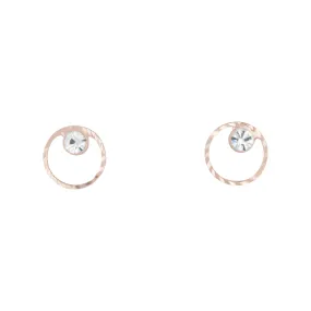 Contemporary accessory Rose Gold Circle Geo Diamante Stud Earrings
